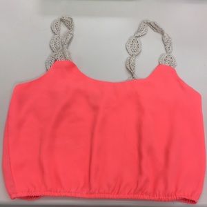 Charlotte Russe super cute neon pink crop top